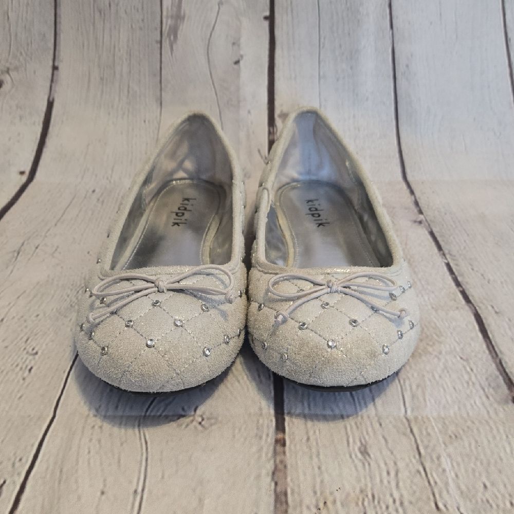 Girl's Kidpik Silver Flat Dress Shoes